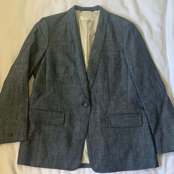 rag & bone Jackets & Blazers - rag&bone NY navy cotton/hemp US made shawl collar single button boxy blazer EUC